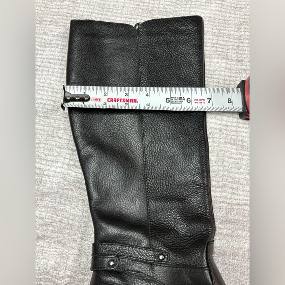 Jambu Chai Women Heeled Tall Leather Boots Size 6.5 Black Almond Toe Zip Neutral - Picture 5 of 10